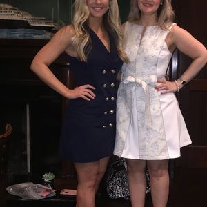 Blue button up tuxedo dress